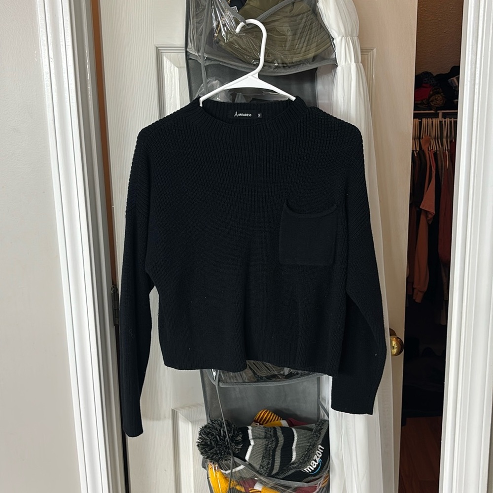 Slightly cropped black sweater